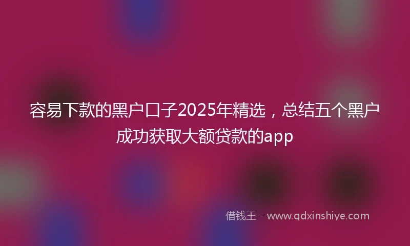 容易下款的黑户口子2025年精选，总结五个黑户成功获取大额贷款的app