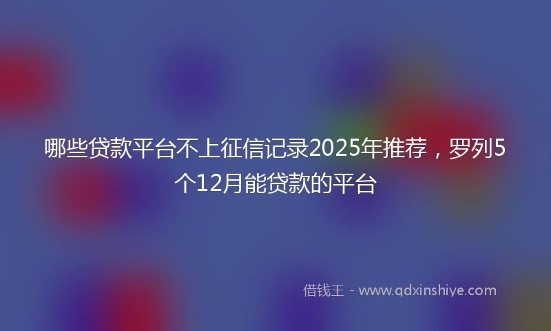 哪些贷款平台不上征信记录2025年推荐，罗列5个12月能贷款的平台