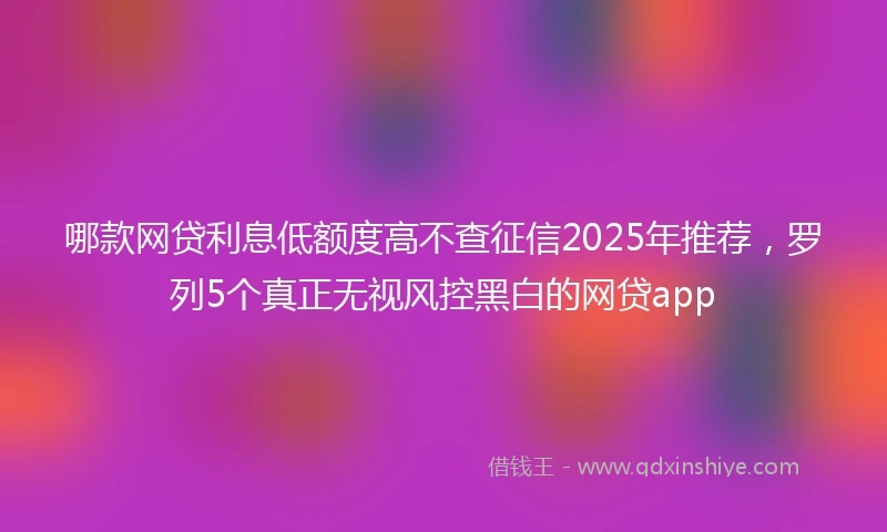 哪款网贷利息低额度高不查征信2025年推荐，罗列5个真正无视风控黑白的网贷app