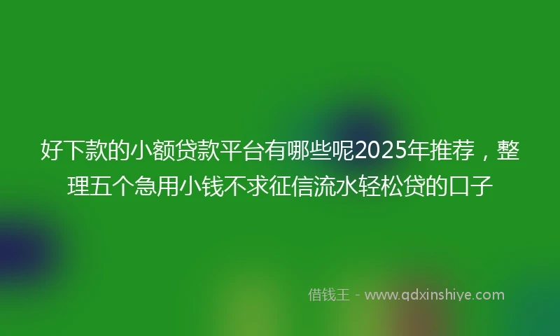 好下款的小额贷款平台有哪些呢2025年推荐，整理五个急用小钱不求征信流水轻松贷的口子
