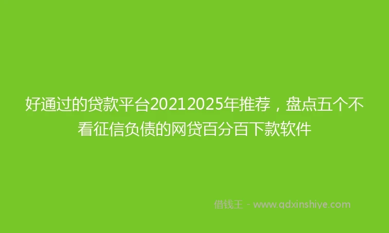 好通过的贷款平台20212025年推荐，盘点五个不看征信负债的网贷百分百下款软件