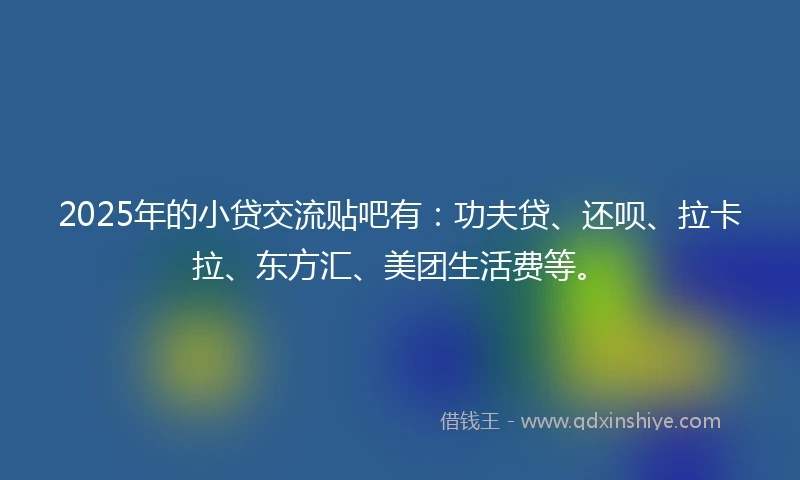 2025年的小贷交流贴吧有：功夫贷、还呗、拉卡拉、东方汇、美团生活费等。