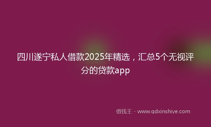 四川遂宁私人借款2025年精选，汇总5个无视评分的贷款app