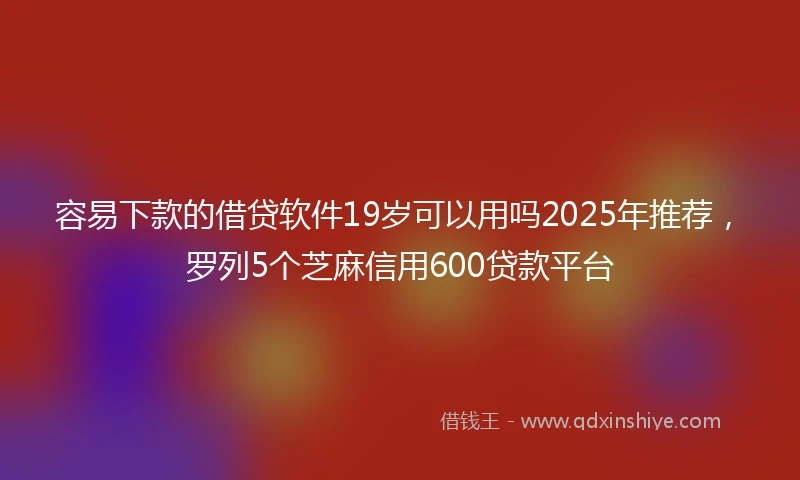 容易下款的借贷软件19岁可以用吗2025年推荐，罗列5个芝麻信用600贷款平台
