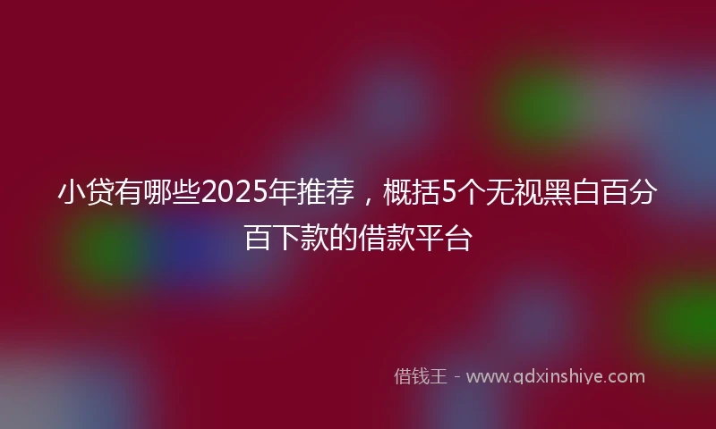 小贷有哪些2025年推荐，概括5个无视黑白百分百下款的借款平台