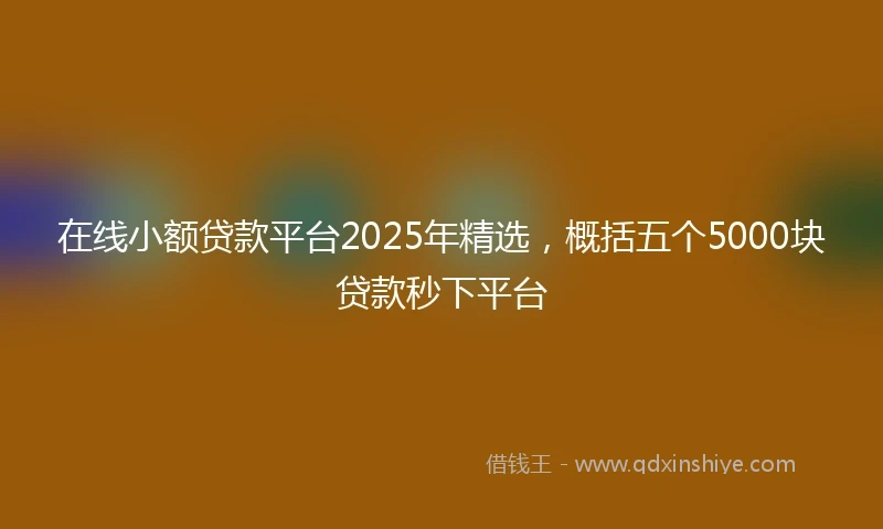 在线小额贷款平台2025年精选，概括五个5000块贷款秒下平台
