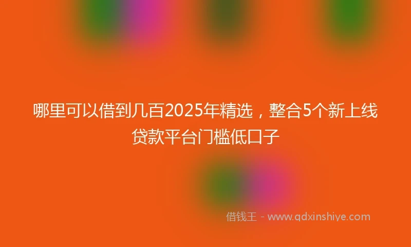 哪里可以借到几百2025年精选，整合5个新上线贷款平台门槛低口子