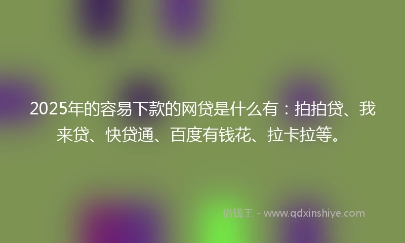 2025年的容易下款的网贷是什么有：拍拍贷、我来贷、快贷通、百度有钱花、拉卡拉等。
