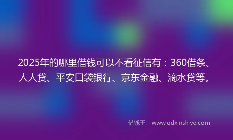 2025年的哪里借钱可以不看征信有：360借条、人人贷、平安口袋银行、京东金融、滴水贷等。