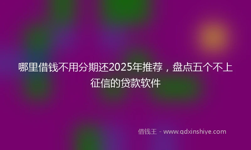 哪里借钱不用分期还2025年推荐，盘点五个不上征信的贷款软件