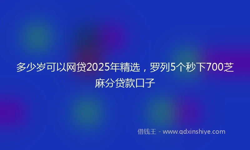 多少岁可以网贷2025年精选，罗列5个秒下700芝麻分贷款口子