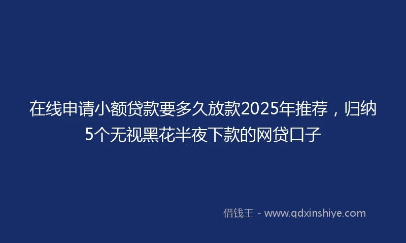 在线申请小额贷款要多久放款2025年推荐，归纳5个无视黑花半夜下款的网贷口子