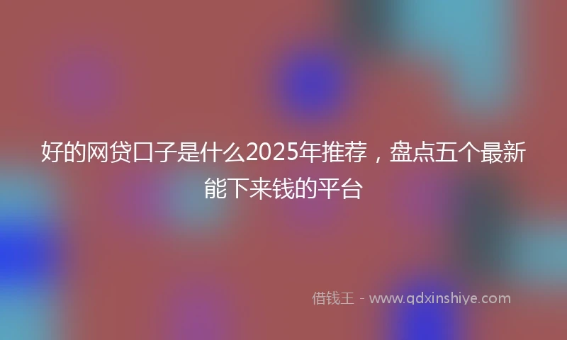 好的网贷口子是什么2025年推荐，盘点五个最新能下来钱的平台