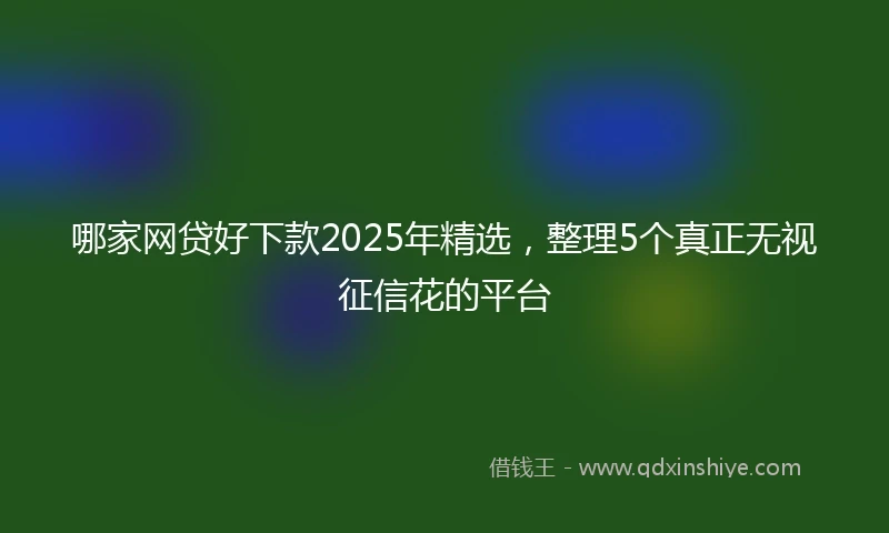 哪家网贷好下款2025年精选，整理5个真正无视征信花的平台