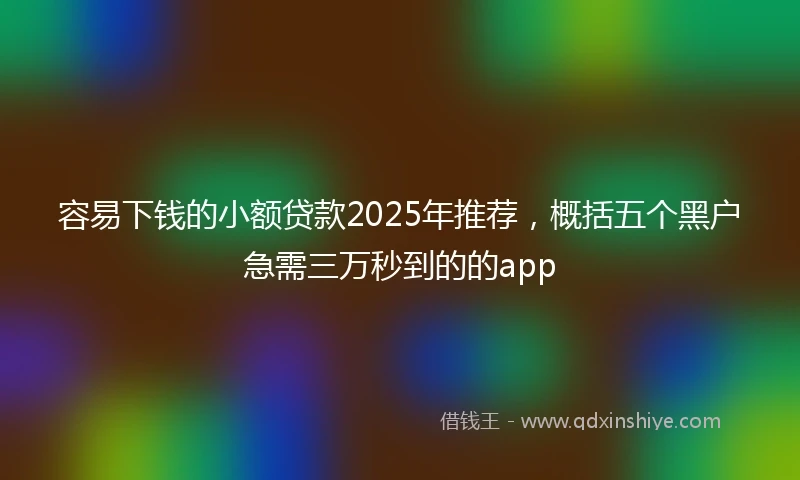 容易下钱的小额贷款2025年推荐，概括五个黑户急需三万秒到的的app