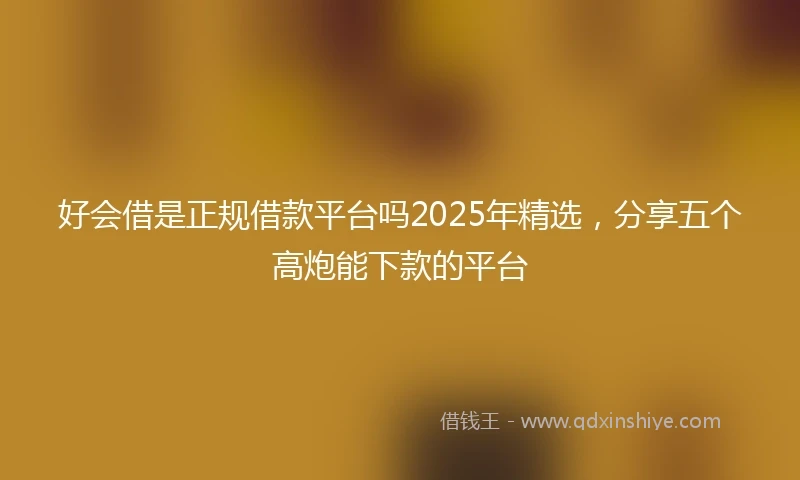 好会借是正规借款平台吗2025年精选，分享五个高炮能下款的平台