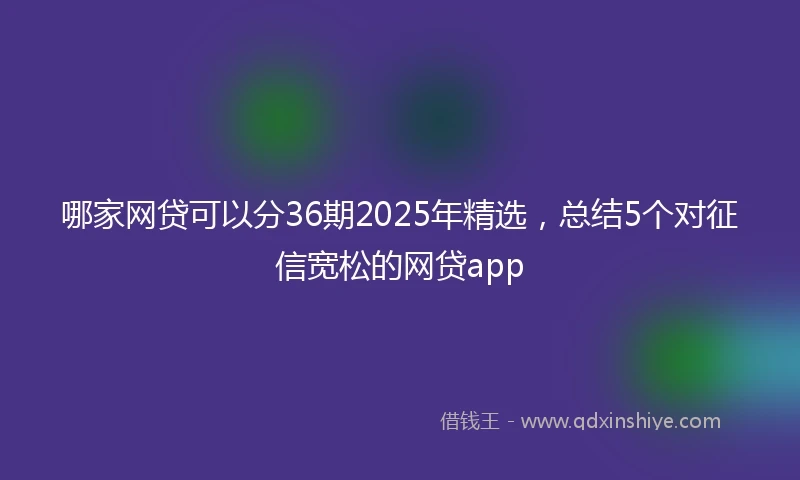哪家网贷可以分36期2025年精选，总结5个对征信宽松的网贷app