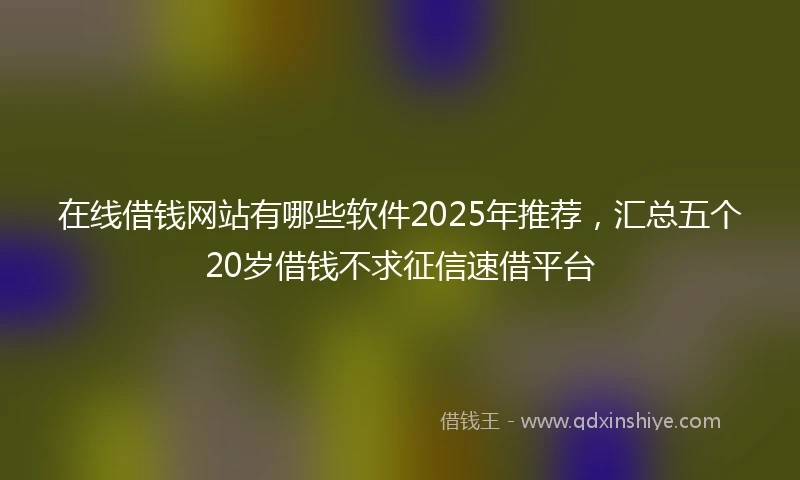 在线借钱网站有哪些软件2025年推荐，汇总五个20岁借钱不求征信速借平台