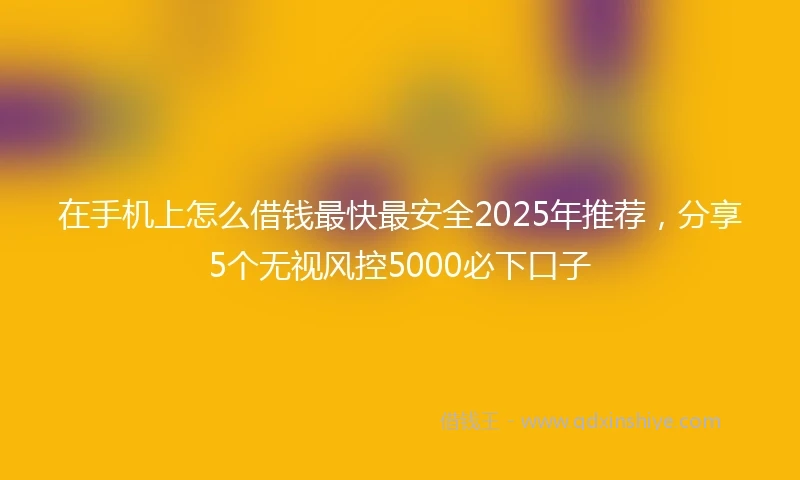 在手机上怎么借钱最快最安全2025年推荐，分享5个无视风控5000必下口子