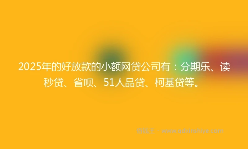 2025年的好放款的小额网贷公司有：分期乐、读秒贷、省呗、51人品贷、柯基贷等。