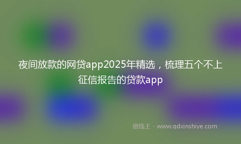 夜间放款的网贷app2025年精选，梳理五个不上征信报告的贷款app