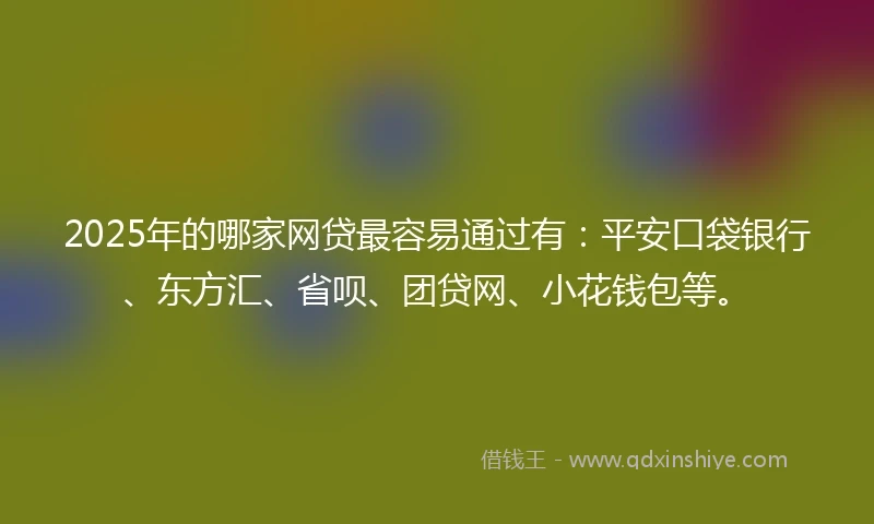 2025年的哪家网贷最容易通过有：平安口袋银行、东方汇、省呗、团贷网、小花钱包等。
