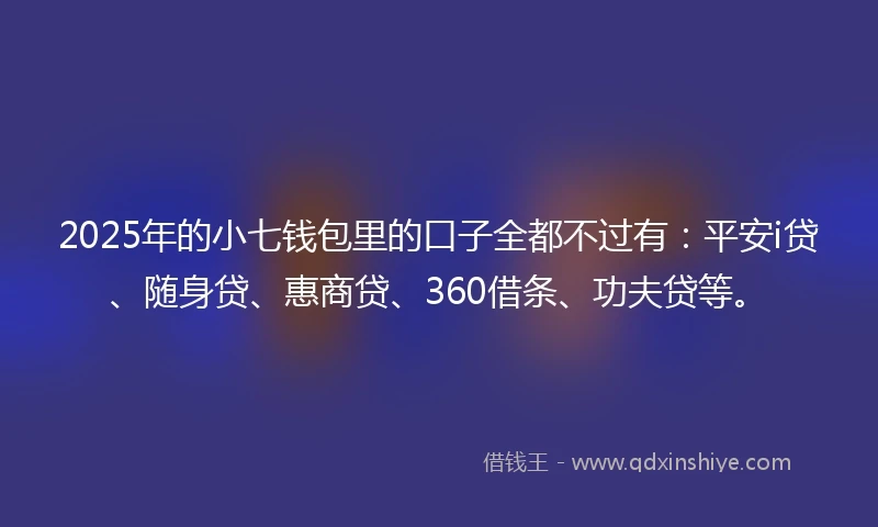 2025年的小七钱包里的口子全都不过有：平安i贷、随身贷、惠商贷、360借条、功夫贷等。