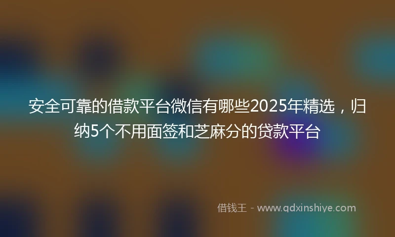 安全可靠的借款平台微信有哪些2025年精选，归纳5个不用面签和芝麻分的贷款平台