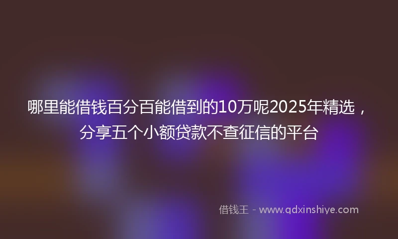 哪里能借钱百分百能借到的10万呢2025年精选,分享五个小额贷款不查征信的平台