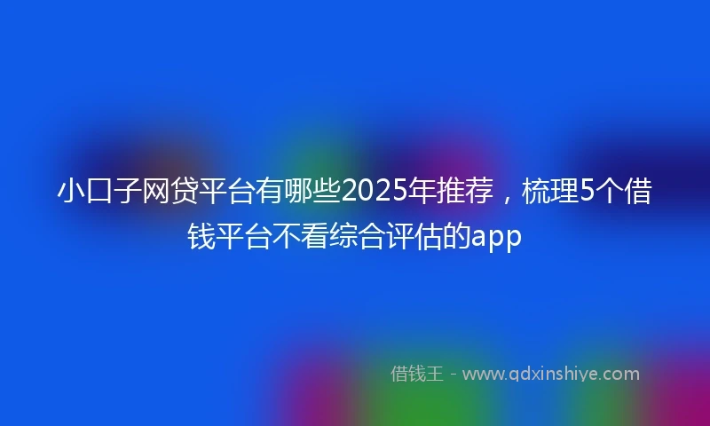 小口子网贷平台有哪些2025年推荐，梳理5个借钱平台不看综合评估的app