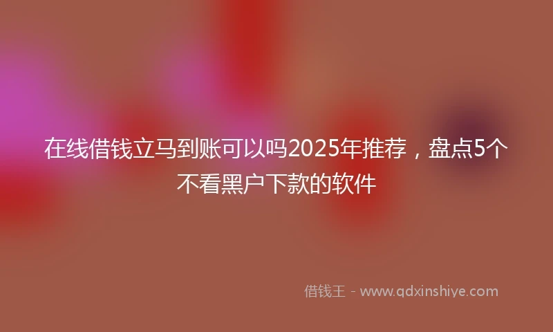 在线借钱立马到账可以吗2025年推荐，盘点5个不看黑户下款的软件
