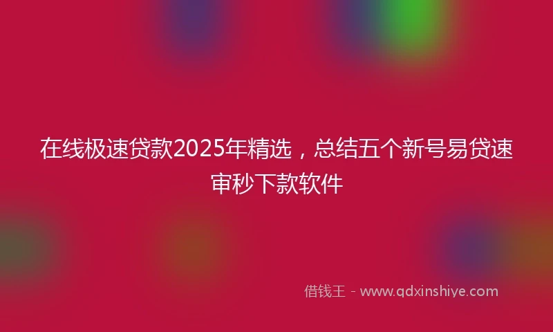 在线极速贷款2025年精选，总结五个新号易贷速审秒下款软件
