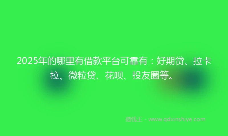 2025年的哪里有借款平台可靠有：好期贷、拉卡拉、微粒贷、花呗、投友圈等。