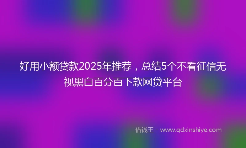好用小额贷款2025年推荐，总结5个不看征信无视黑白百分百下款网贷平台