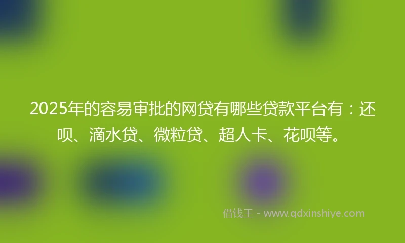 2025年的容易审批的网贷有哪些贷款平台有：还呗、滴水贷、微粒贷、超人卡、花呗等。
