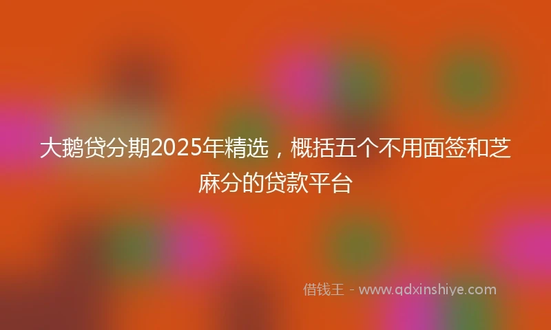 大鹅贷分期2025年精选,概括五个不用面签和芝麻分的贷款平台