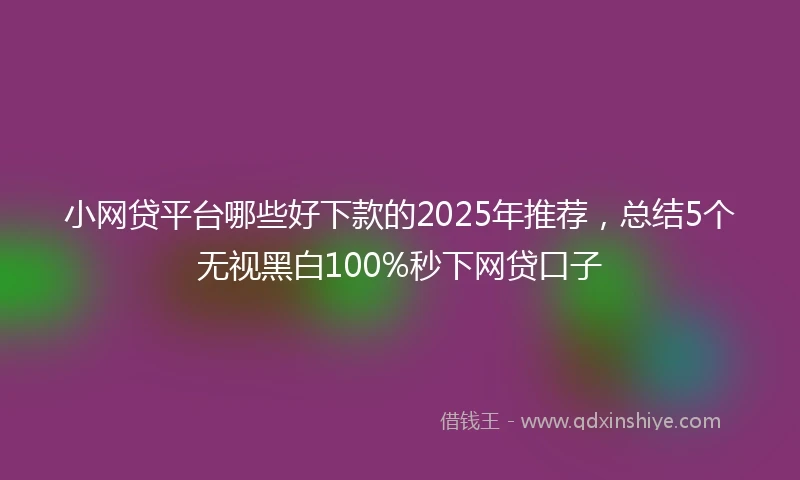 小网贷平台哪些好下款的2025年推荐，总结5个无视黑白100%秒下网贷口子