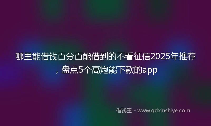 哪里能借钱百分百能借到的不看征信2025年推荐，盘点5个高炮能下款的app