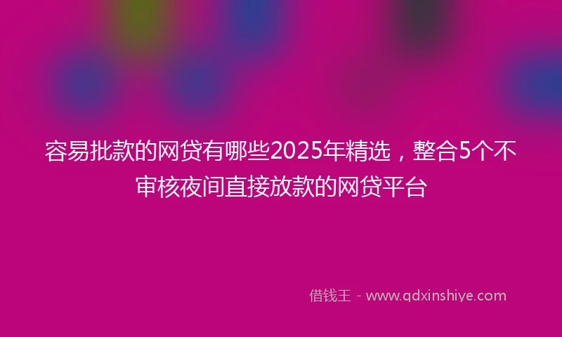 容易批款的网贷有哪些2025年精选，整合5个不审核夜间直接放款的网贷平台
