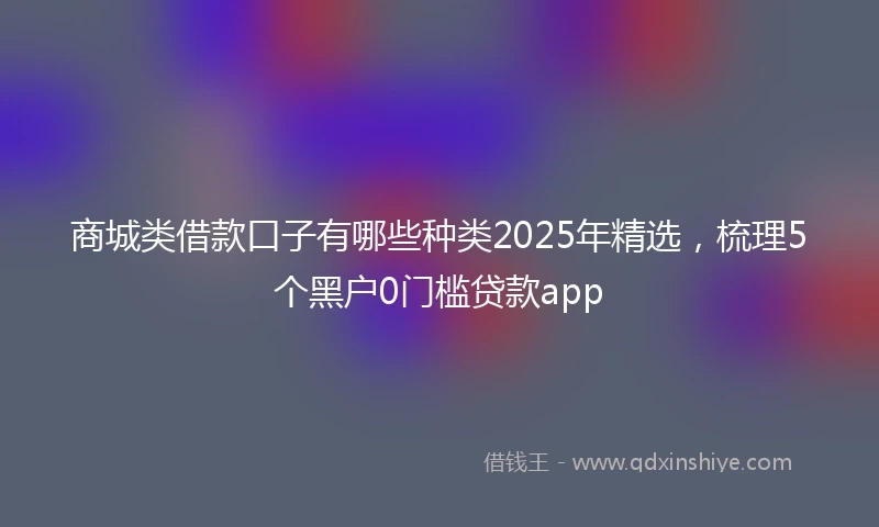 商城类借款口子有哪些种类2025年精选，梳理5个黑户0门槛贷款app