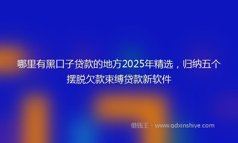 哪里有黑口子贷款的地方2025年精选，归纳五个摆脱欠款束缚贷款新软件