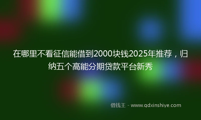 在哪里不看征信能借到2000块钱2025年推荐，归纳五个高能分期贷款平台新秀