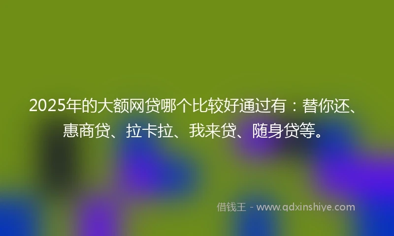 2025年的大额网贷哪个比较好通过有：替你还、惠商贷、拉卡拉、我来贷、随身贷等。