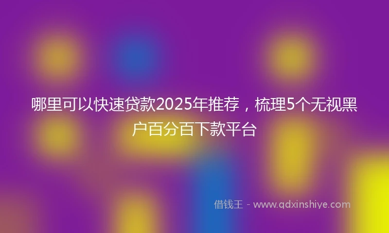 哪里可以快速贷款2025年推荐，梳理5个无视黑户百分百下款平台