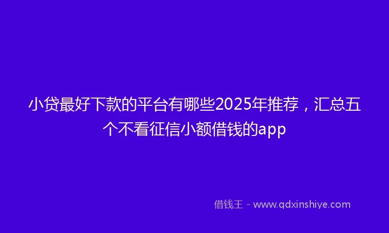 小贷最好下款的平台有哪些2025年推荐，汇总五个不看征信小额借钱的app