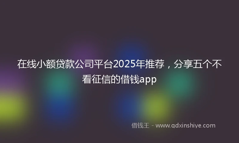 在线小额贷款公司平台2025年推荐，分享五个不看征信的借钱app