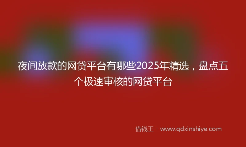 夜间放款的网贷平台有哪些2025年精选，盘点五个极速审核的网贷平台