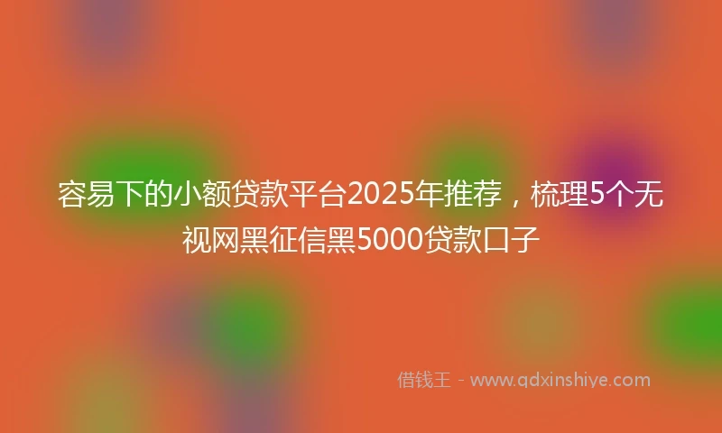 容易下的小额贷款平台2025年推荐,梳理5个无视网黑征信黑5000贷款口子