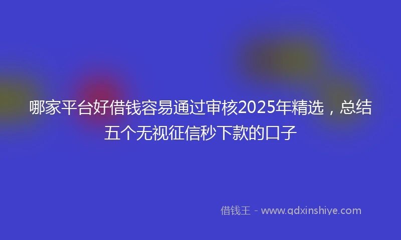 哪家平台好借钱容易通过审核2025年精选，总结五个无视征信秒下款的口子