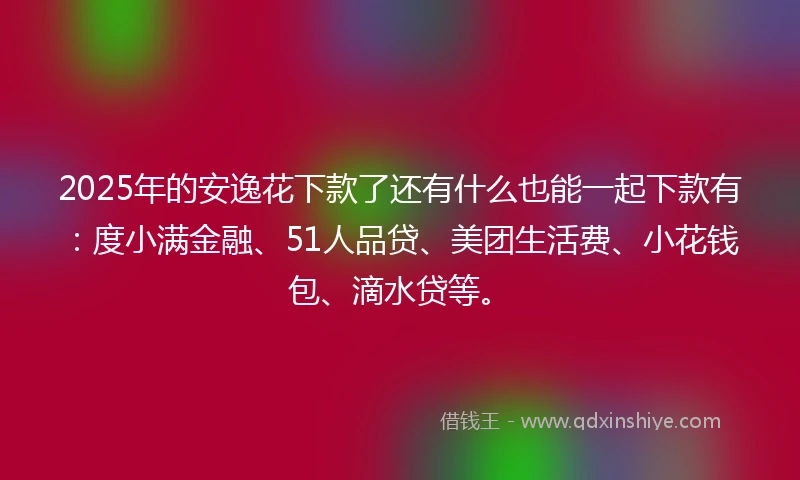 2025年的安逸花下款了还有什么也能一起下款有：度小满金融、51人品贷、美团生活费、小花钱包、滴水贷等。